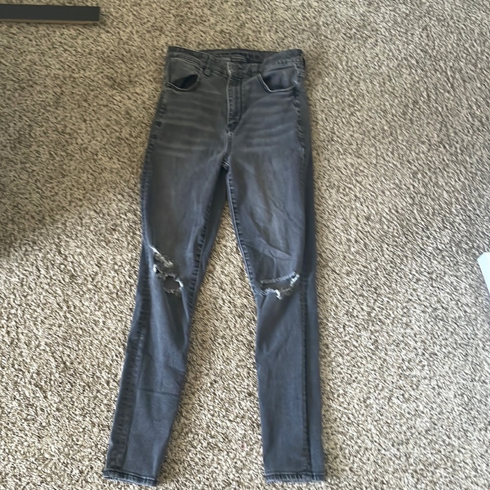 American Eagle Sz 6 highest rise Jegging jeans super Faded Black GUC BX1